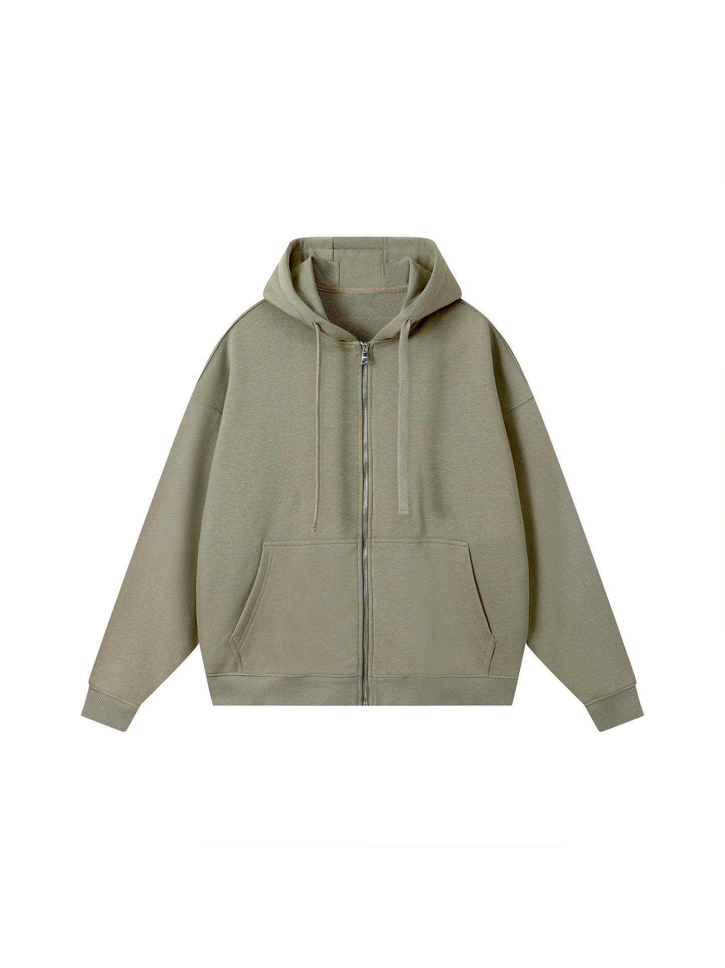 Drop-Shoulder Zip Up Hoodie