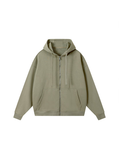 Drop-Shoulder Zip Up Hoodie