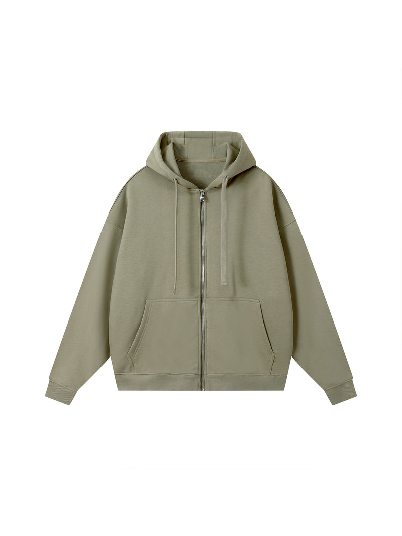 Drop-Shoulder Zip Up Hoodie