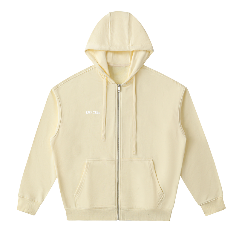Drop-Shoulder Zip Up Hoodie