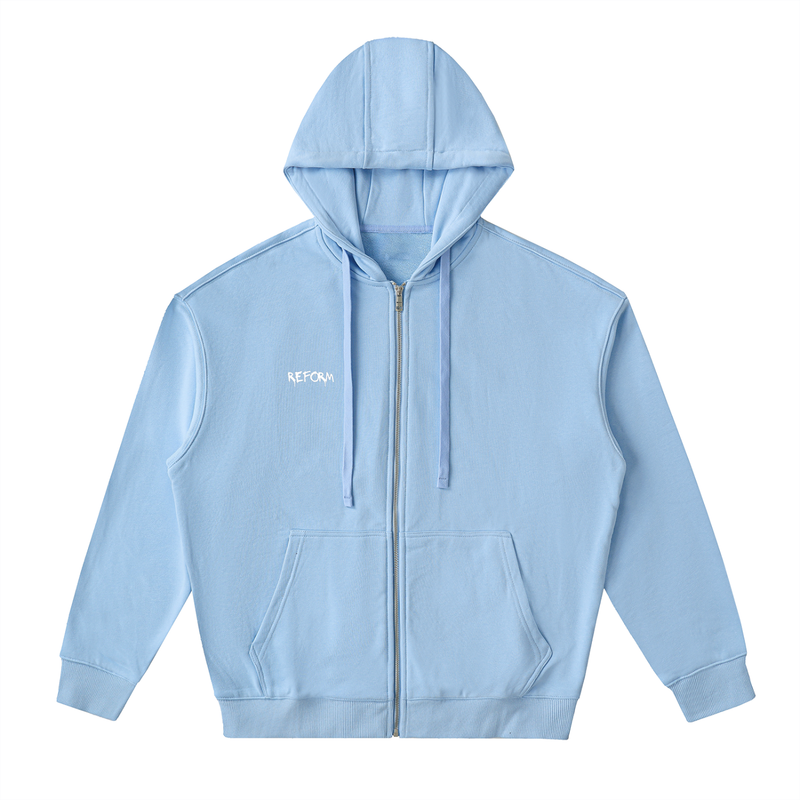 Drop-Shoulder Zip Up Hoodie