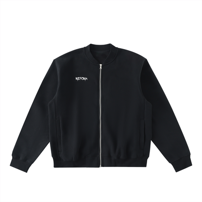 Essential Zip-Up Fleeced Varsity Jacket