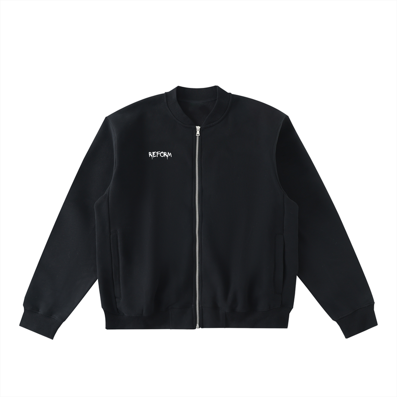 Essential Zip-Up Fleeced Varsity Jacket