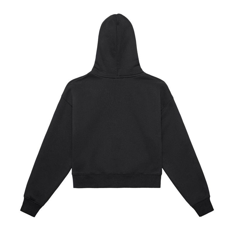 Fleeced Zip-Up Cropped Hoodie