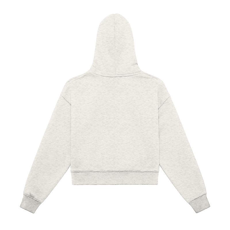 Fleeced Zip-Up Cropped Hoodie