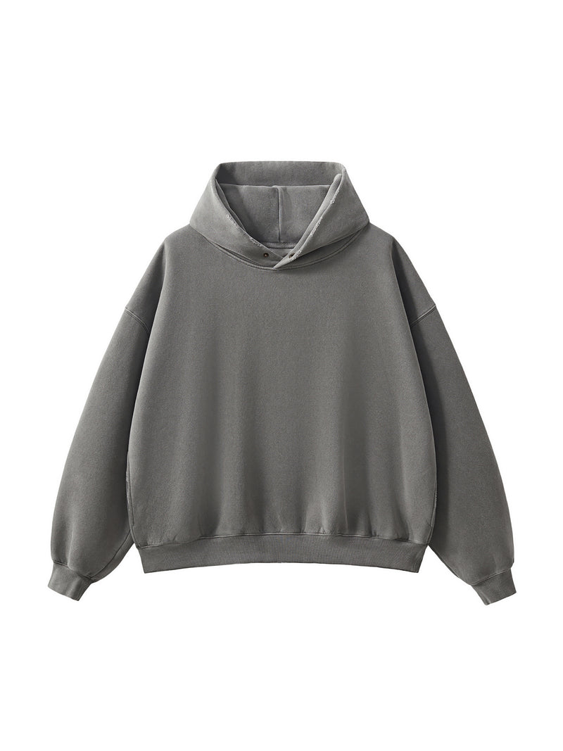 Frayed Enzyme Washed Fleece Hoodie
