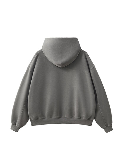Frayed Enzyme Washed Fleece Hoodie