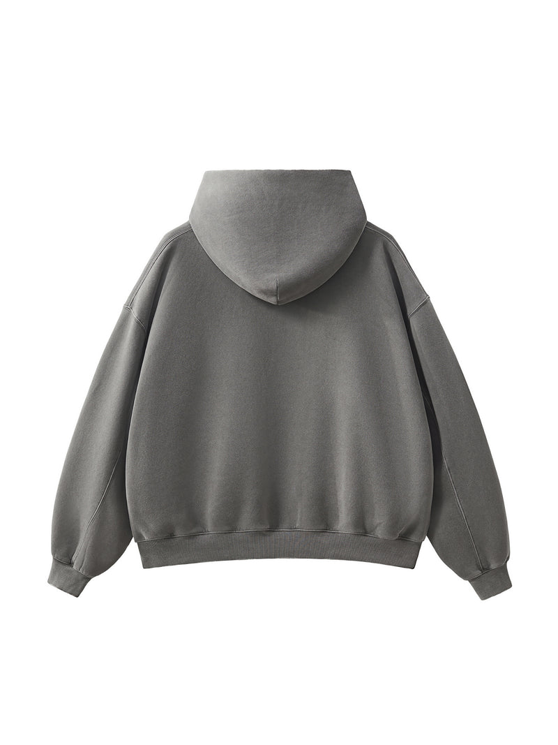 Frayed Enzyme Washed Fleece Hoodie