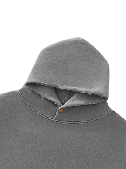 Frayed Enzyme Washed Fleece Hoodie