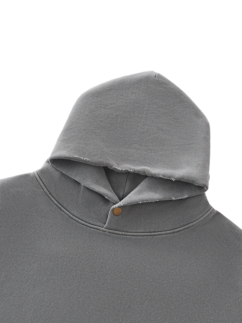 Frayed Enzyme Washed Fleece Hoodie