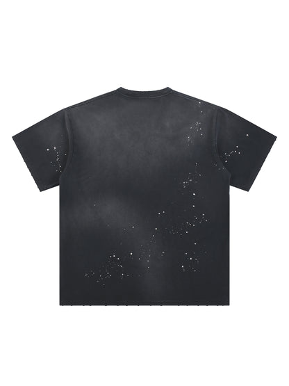 Hand-Frayed Sunfade Paint Splatter T-Shirt