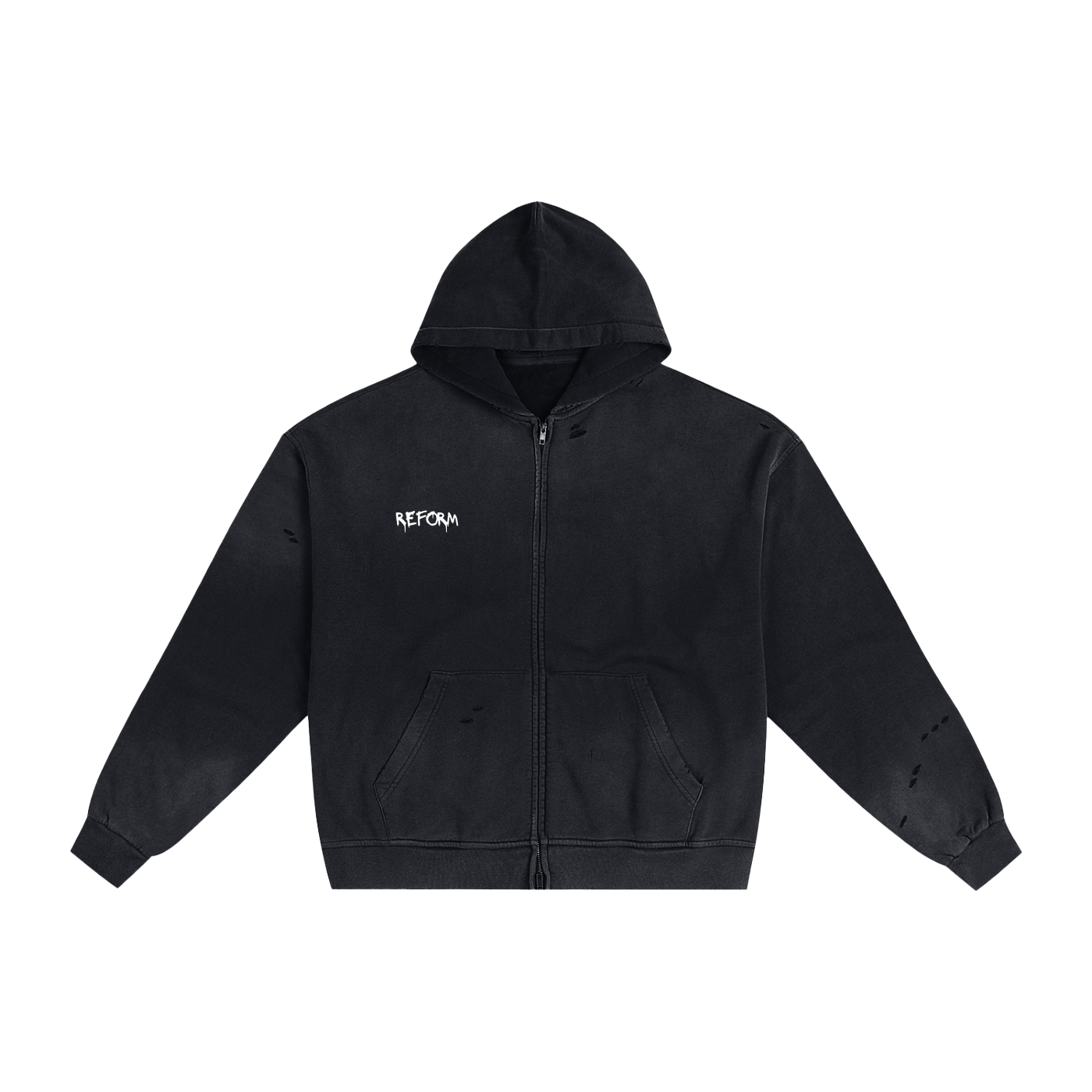 Hand-Frayed Sunfade Zip Hoodie