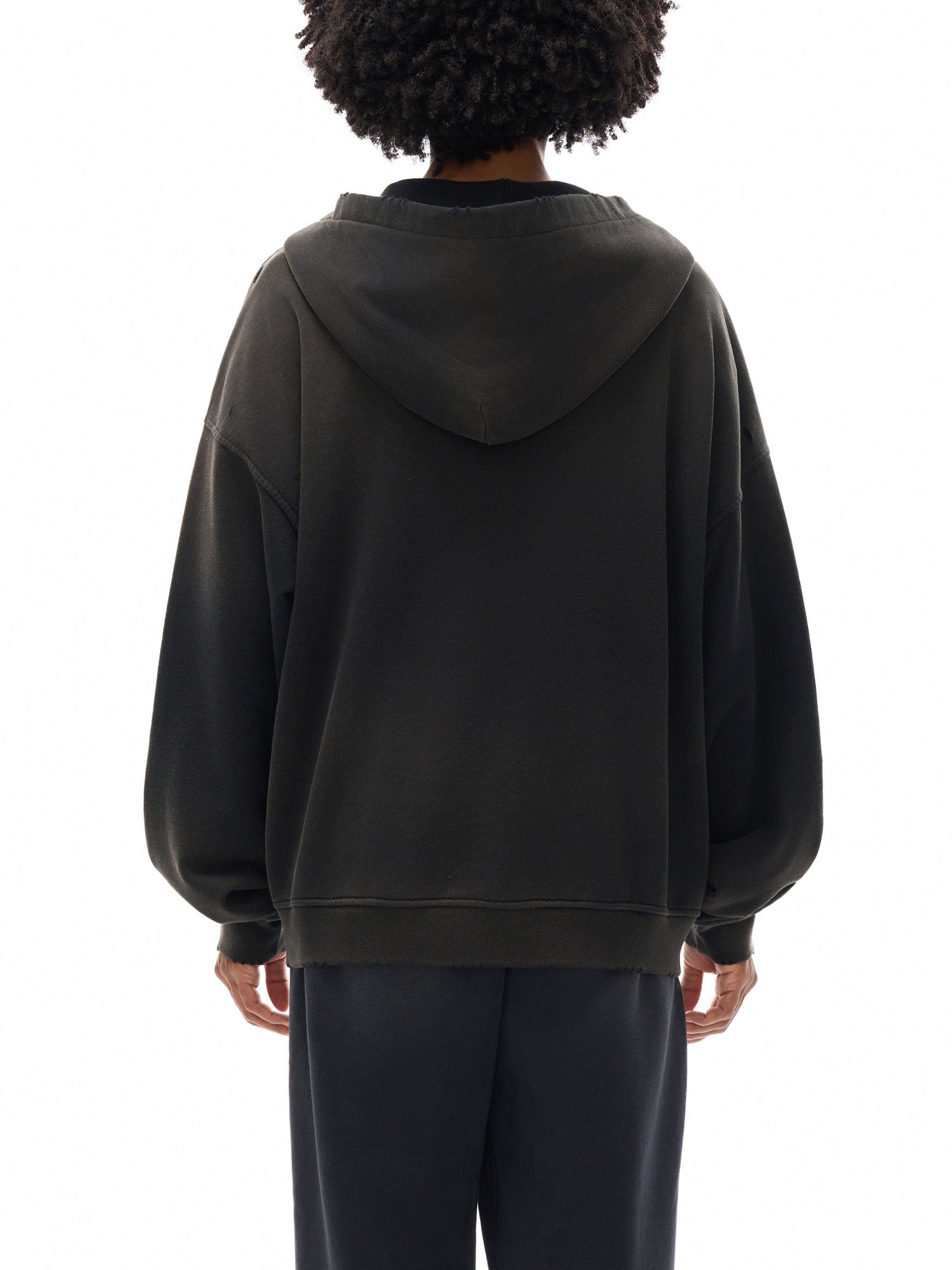 Hand-Frayed Sunfade Zip Hoodie
