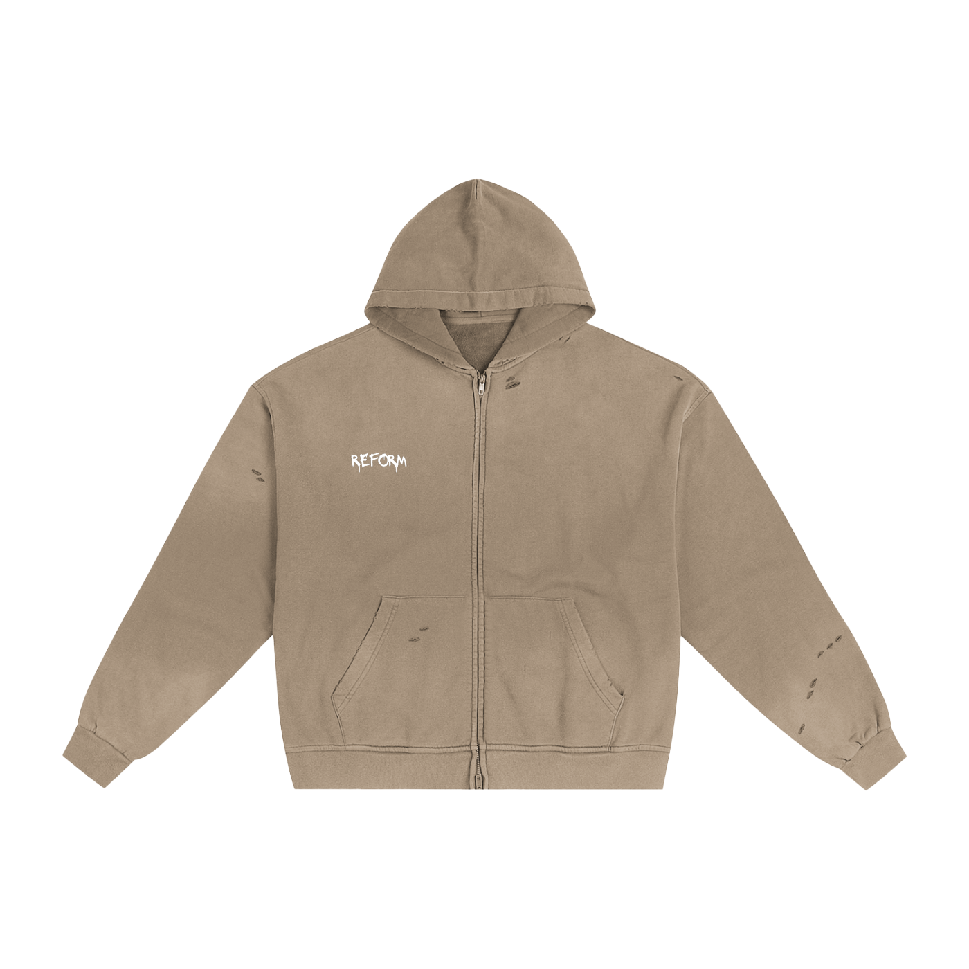 Hand-Frayed Sunfade Zip Hoodie
