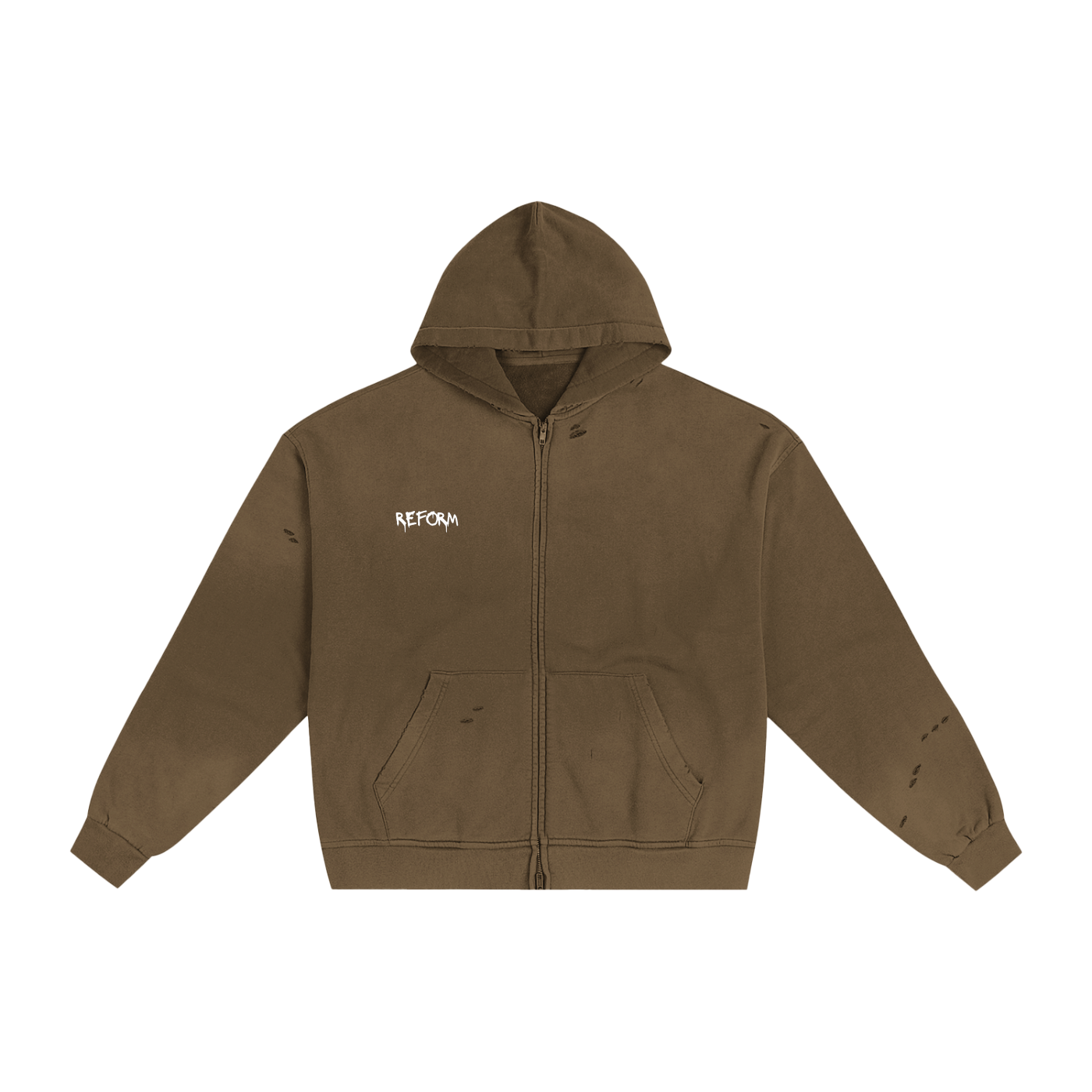 Hand-Frayed Sunfade Zip Hoodie