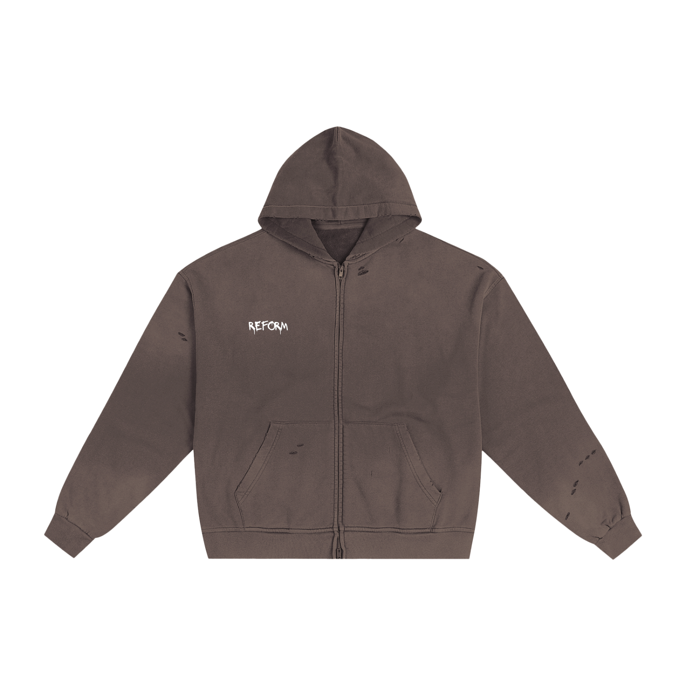 Hand-Frayed Sunfade Zip Hoodie