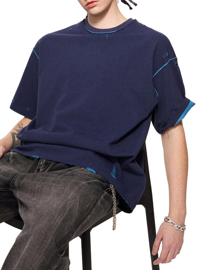 Hand-frayed Reversible T-shirt