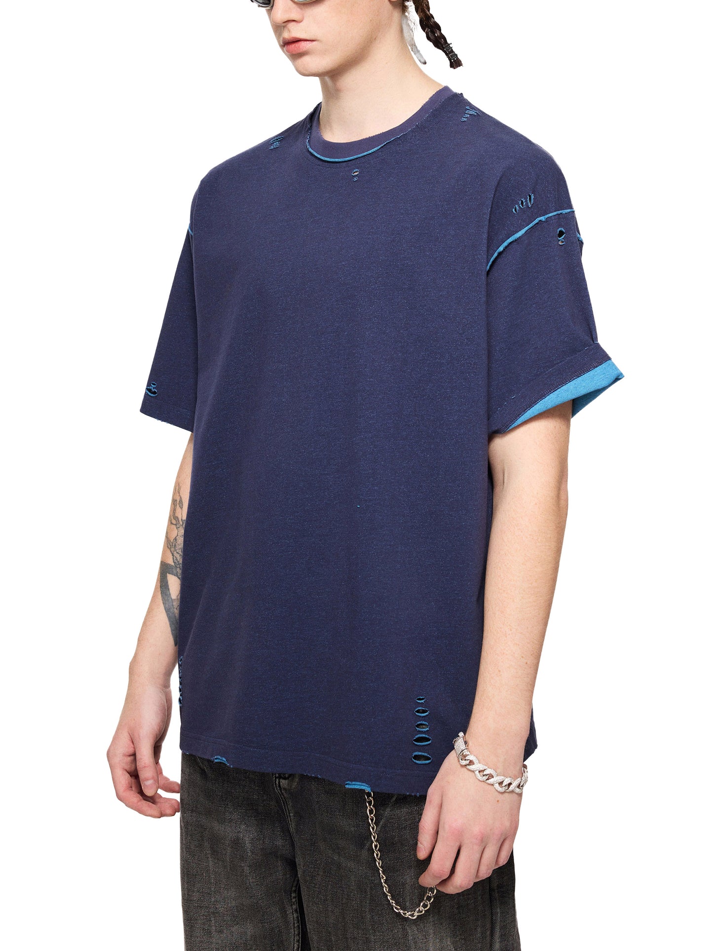 Hand-frayed Reversible T-shirt