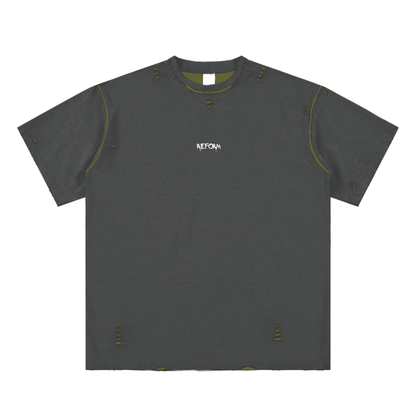 Hand-frayed Reversible T-shirt