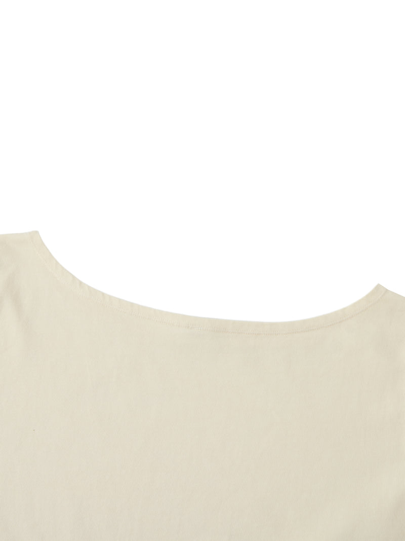 Off-Shoulder Rolled Hem Cotton T-Shirt