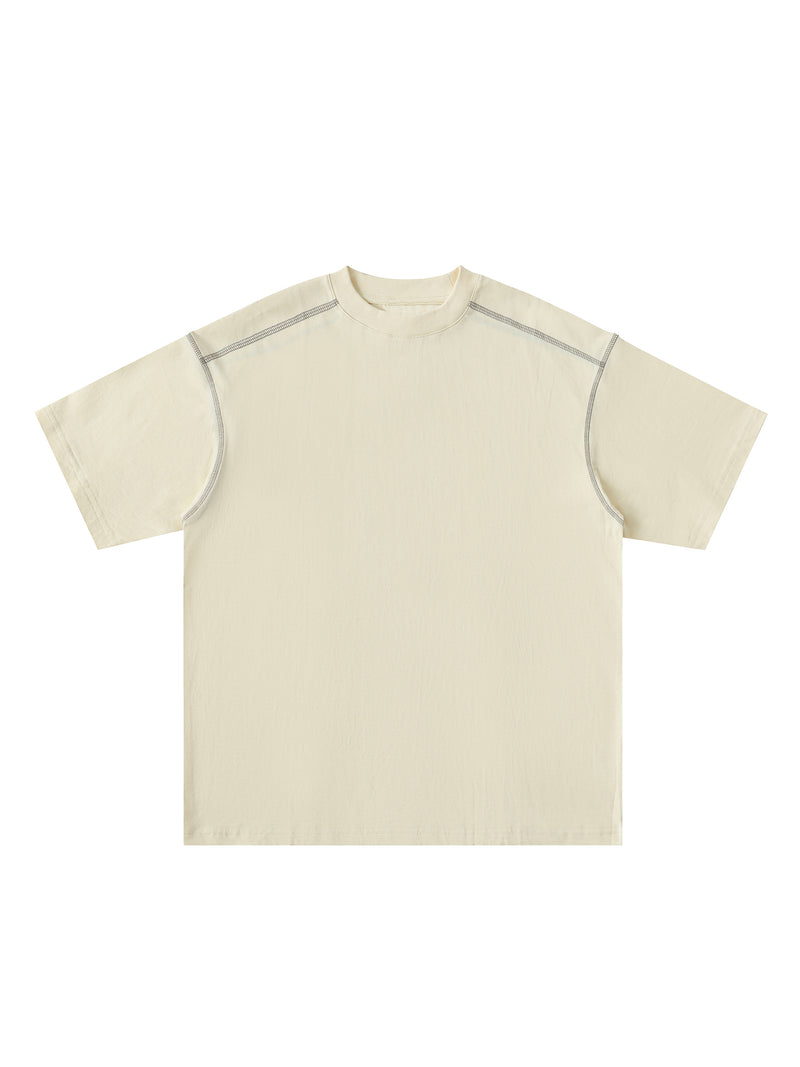 Oversized Contrast-Stitched Cotton Tee