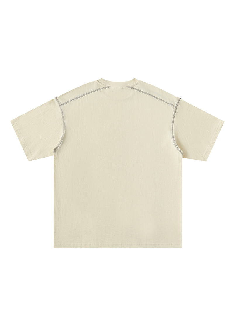 Oversized Contrast-Stitched Cotton Tee