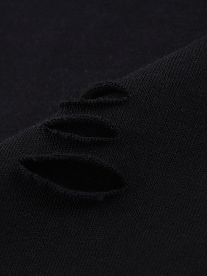 Snow Wash Raw Edge Cotton T-Shirt