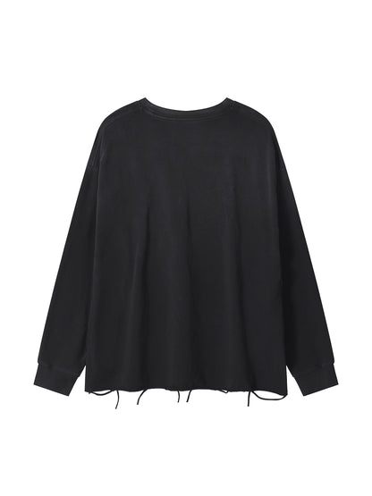 Snow Wash Raw Edge Cotton T-Shirt