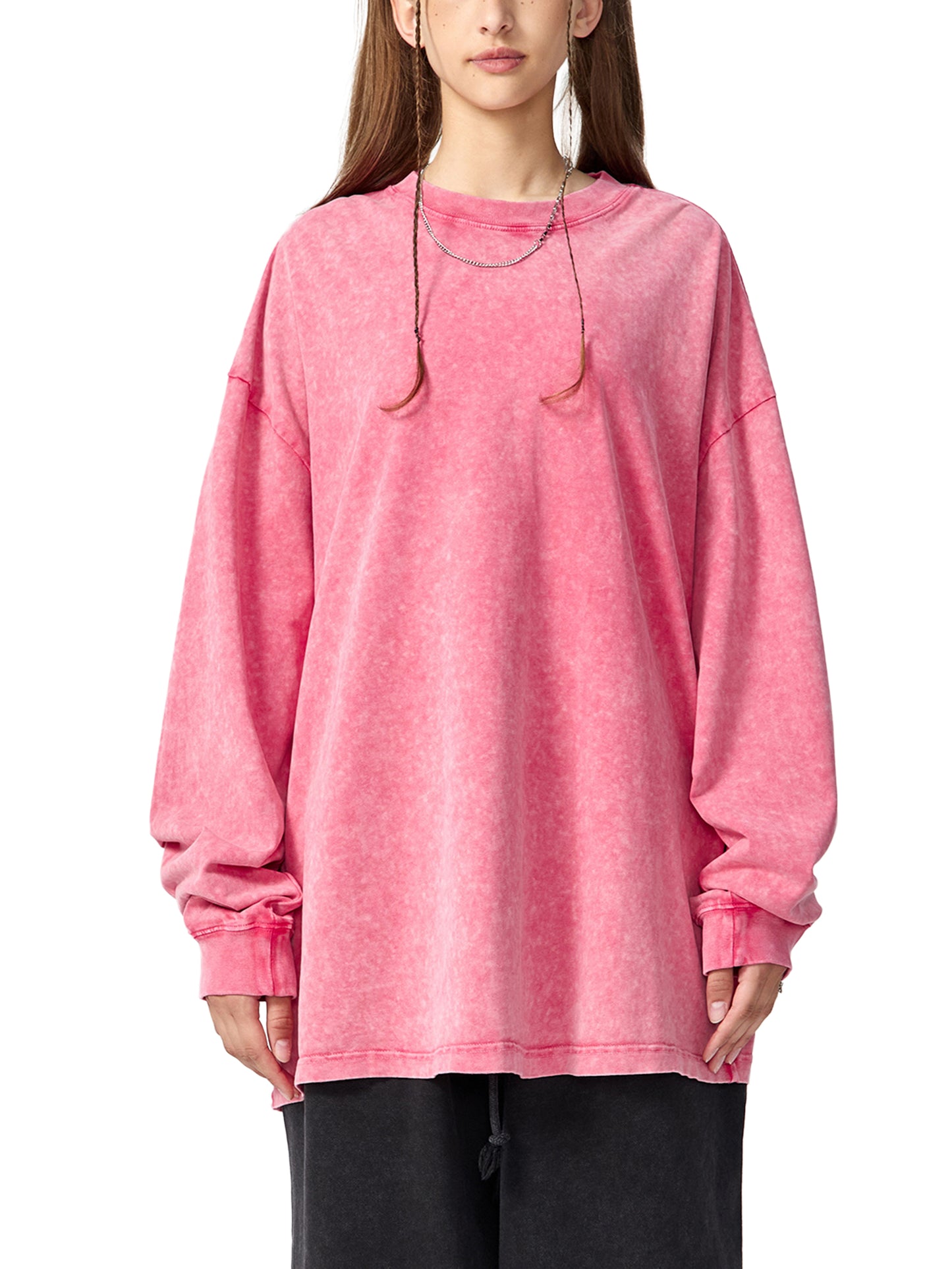 Snow Washed Oversize Long Sleeve T-shirt