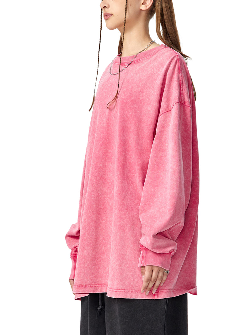 Snow Washed Oversize Long Sleeve T-shirt