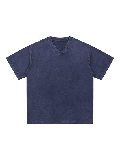 Snow Washed V-Neck Cotton T-Shirt