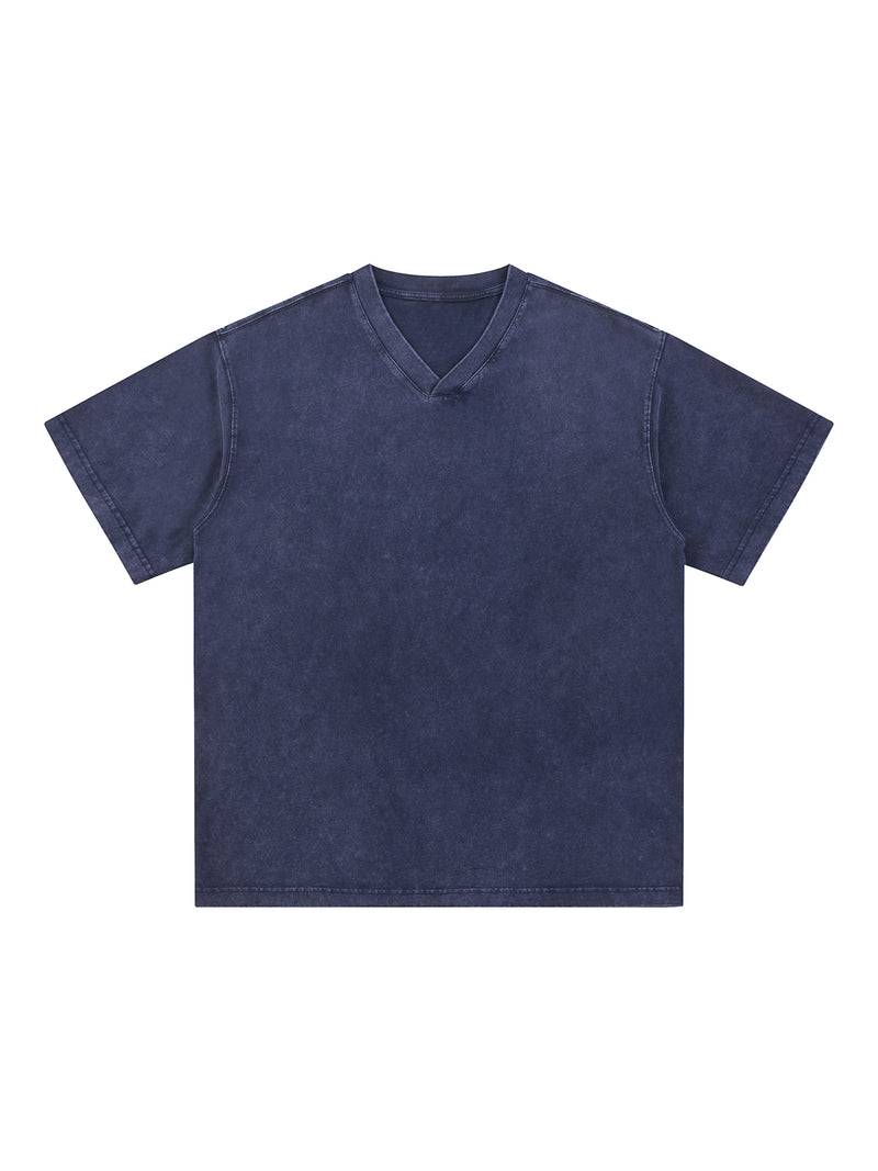 Snow Washed V-Neck Cotton T-Shirt