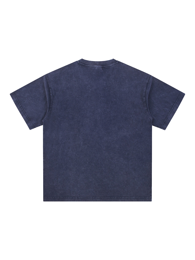 Snow Washed V-Neck Cotton T-Shirt