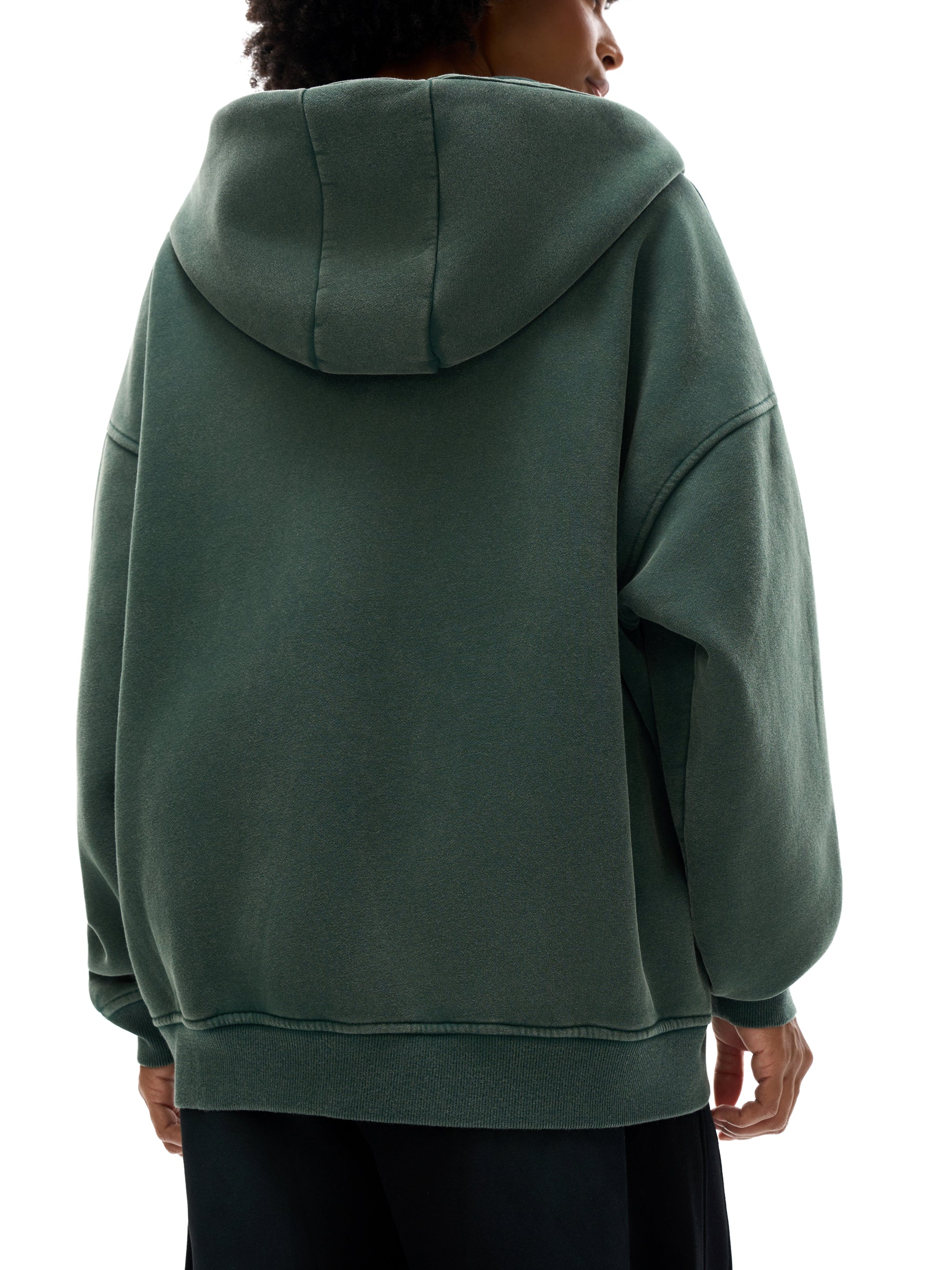 Snow Washed Zip-Through Fleece Hoodie
