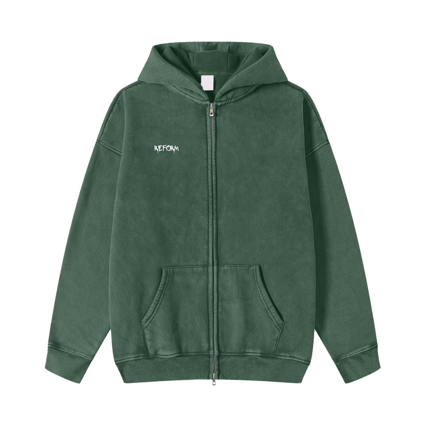 Snow Washed Zip-Through Fleece Hoodie