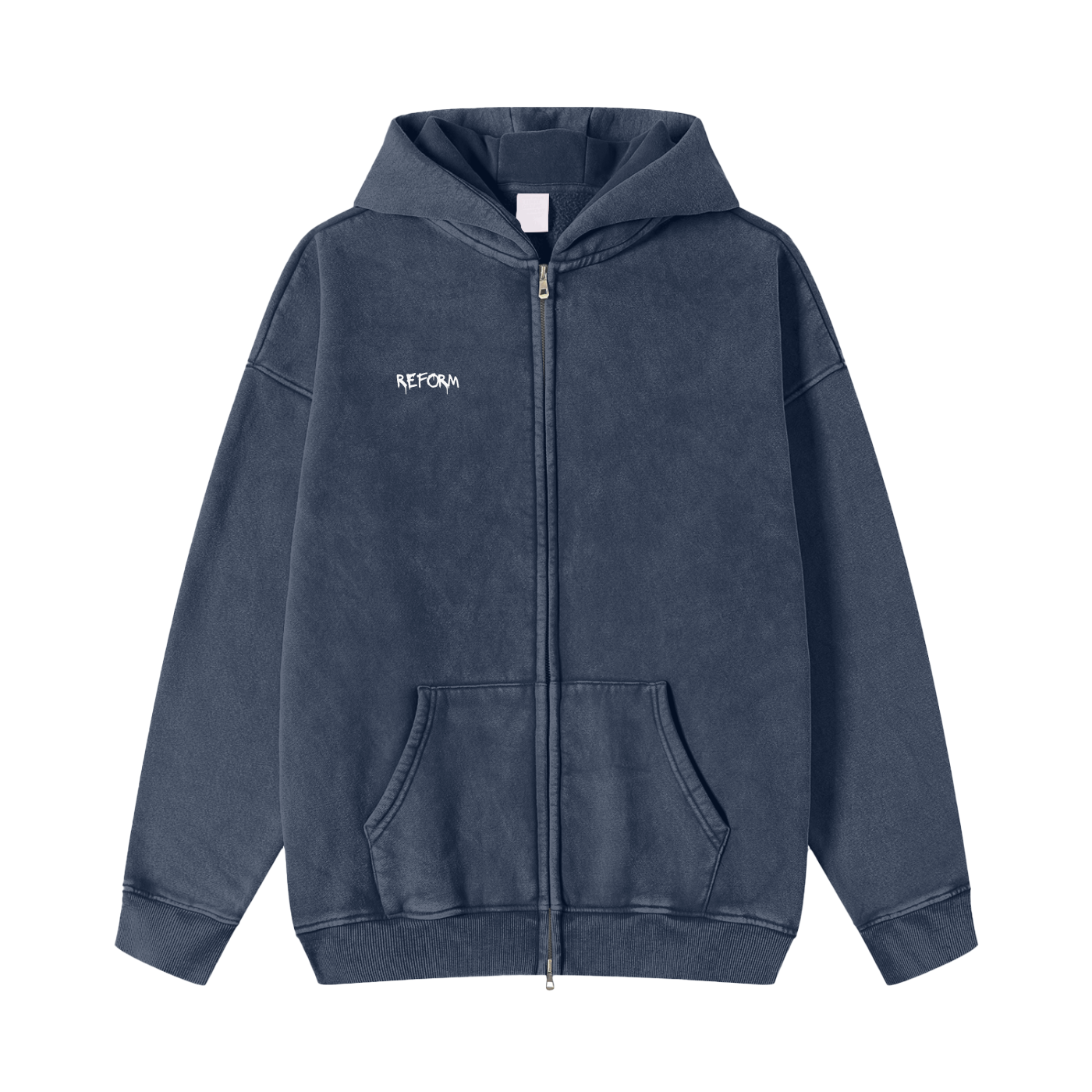 Snow Washed Zip-Through Fleece Hoodie