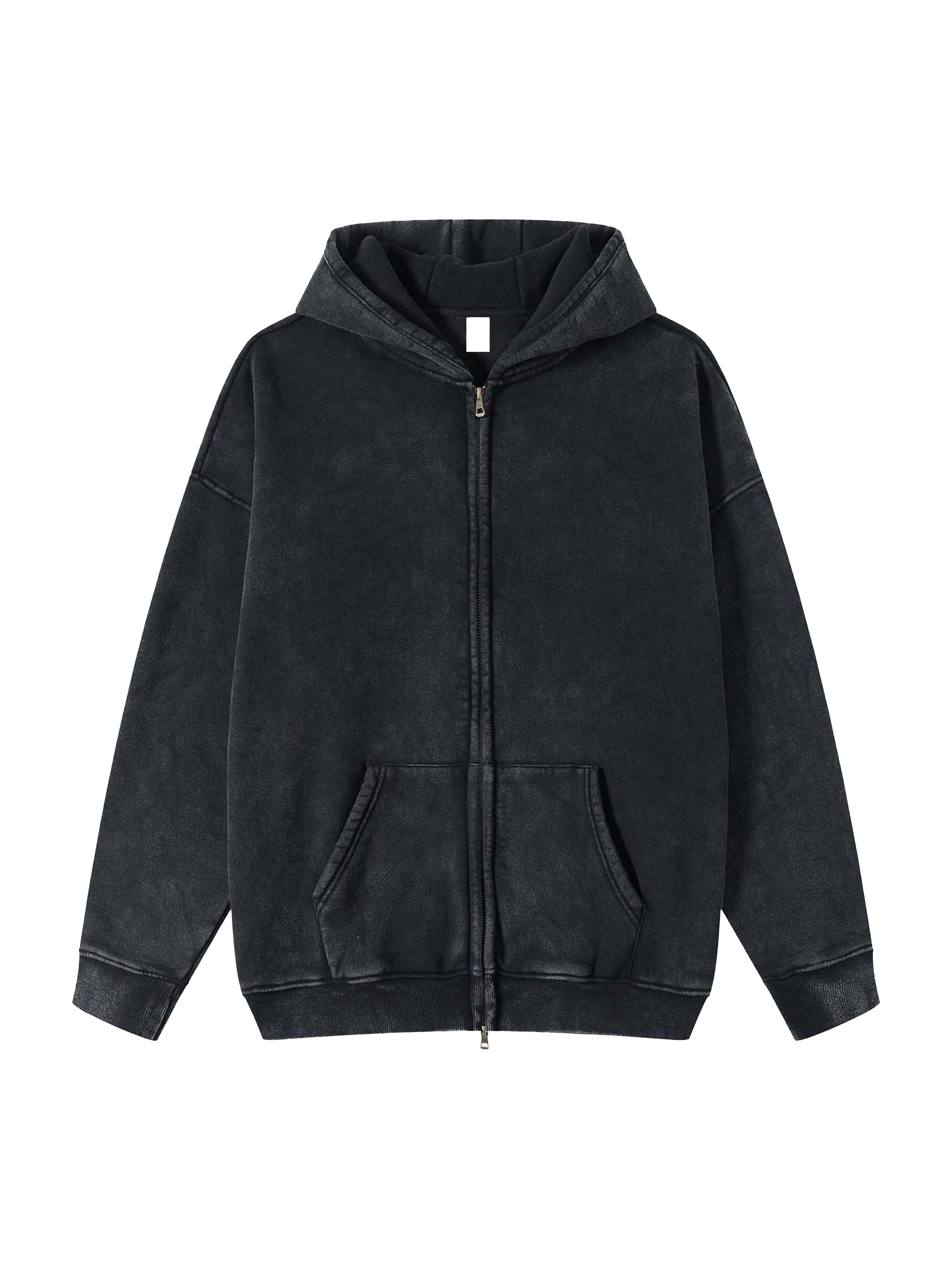 Snow Washed Zip-Through Fleece Hoodie