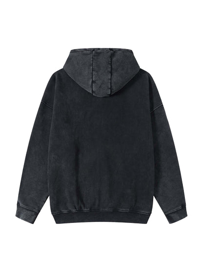 Snow Washed Zip-Through Fleece Hoodie