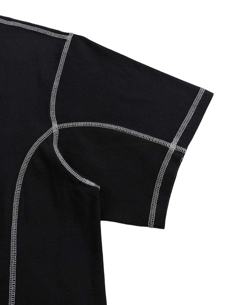 Streetwear Contrast-Stitched Cotton T-Shirt