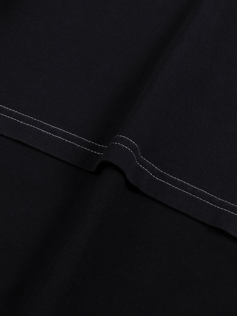 Streetwear Contrast-Stitched Cotton T-Shirt