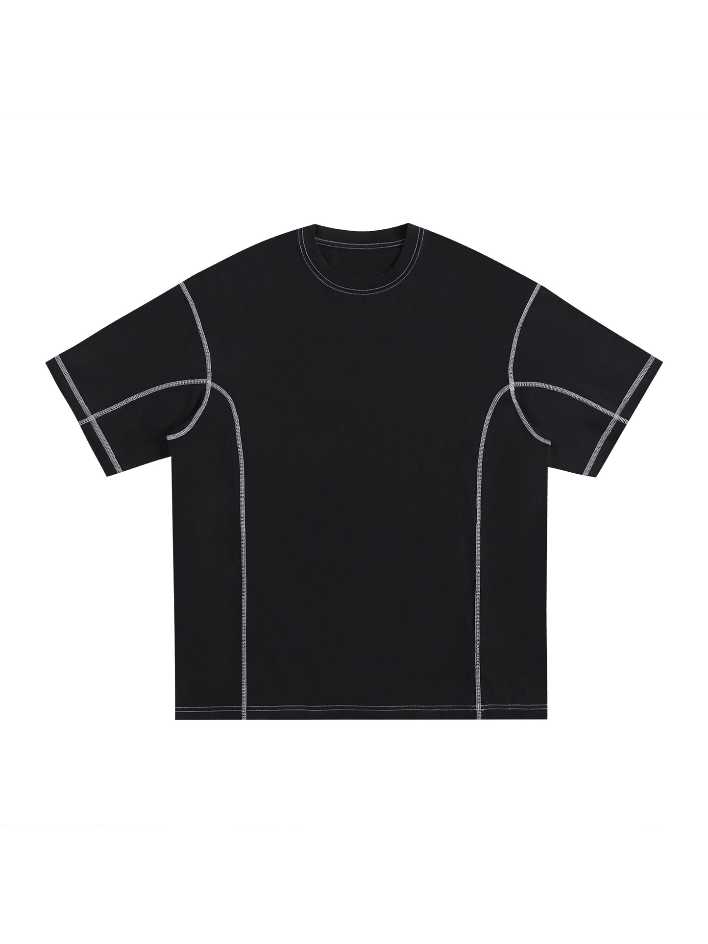Streetwear Contrast-Stitched Cotton T-Shirt