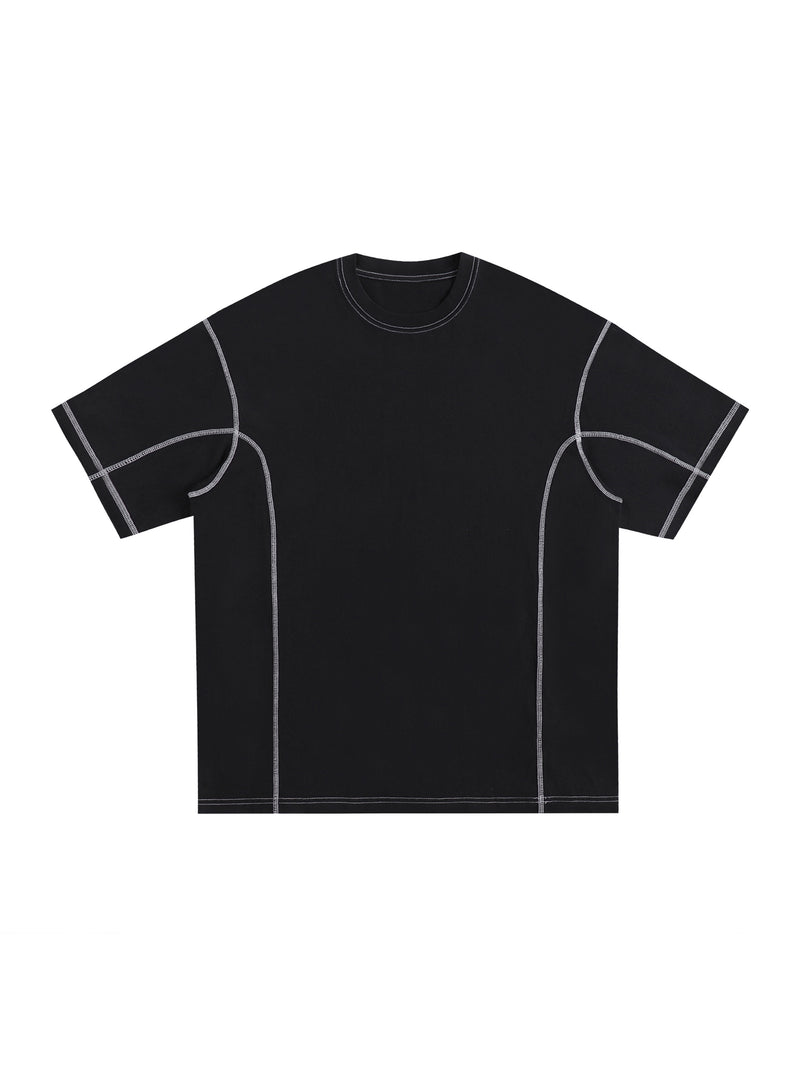 Streetwear Contrast-Stitched Cotton T-Shirt