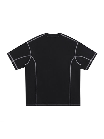 Streetwear Contrast-Stitched Cotton T-Shirt