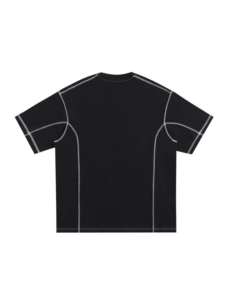 Streetwear Contrast-Stitched Cotton T-Shirt