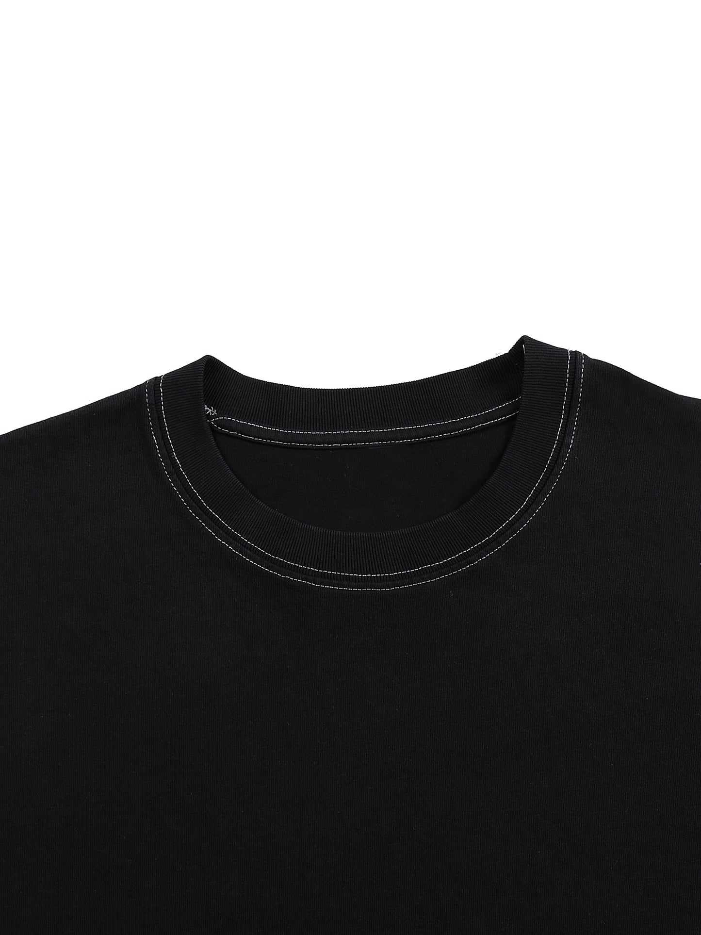 Streetwear Contrast-Stitched Cotton T-Shirt