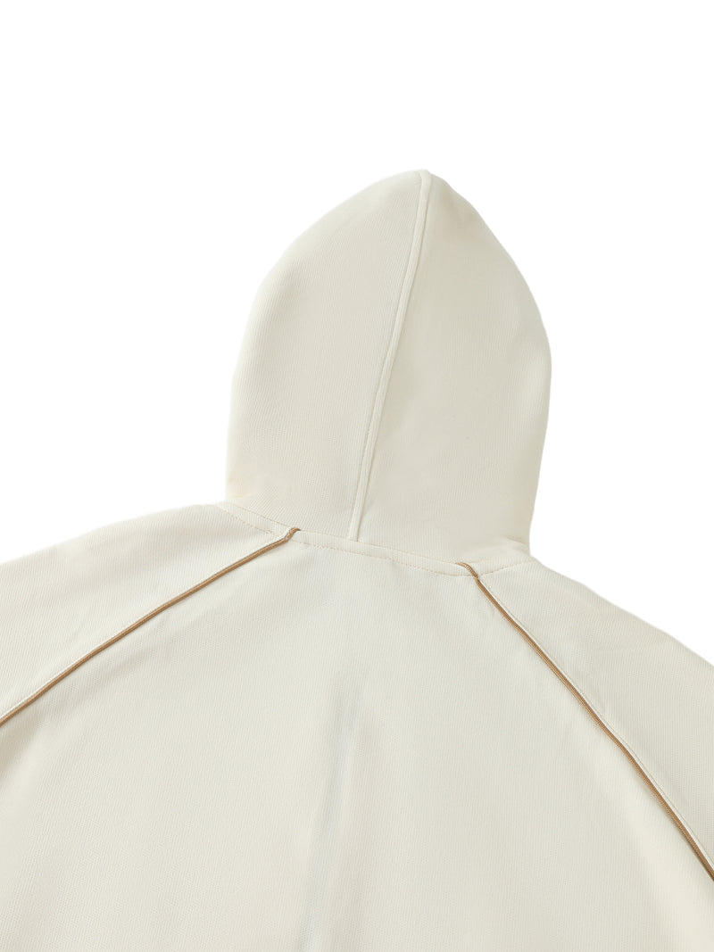 Striped Trim Zip-Up Hoodie