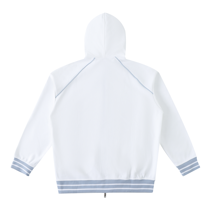 Striped Trim Zip-Up Hoodie