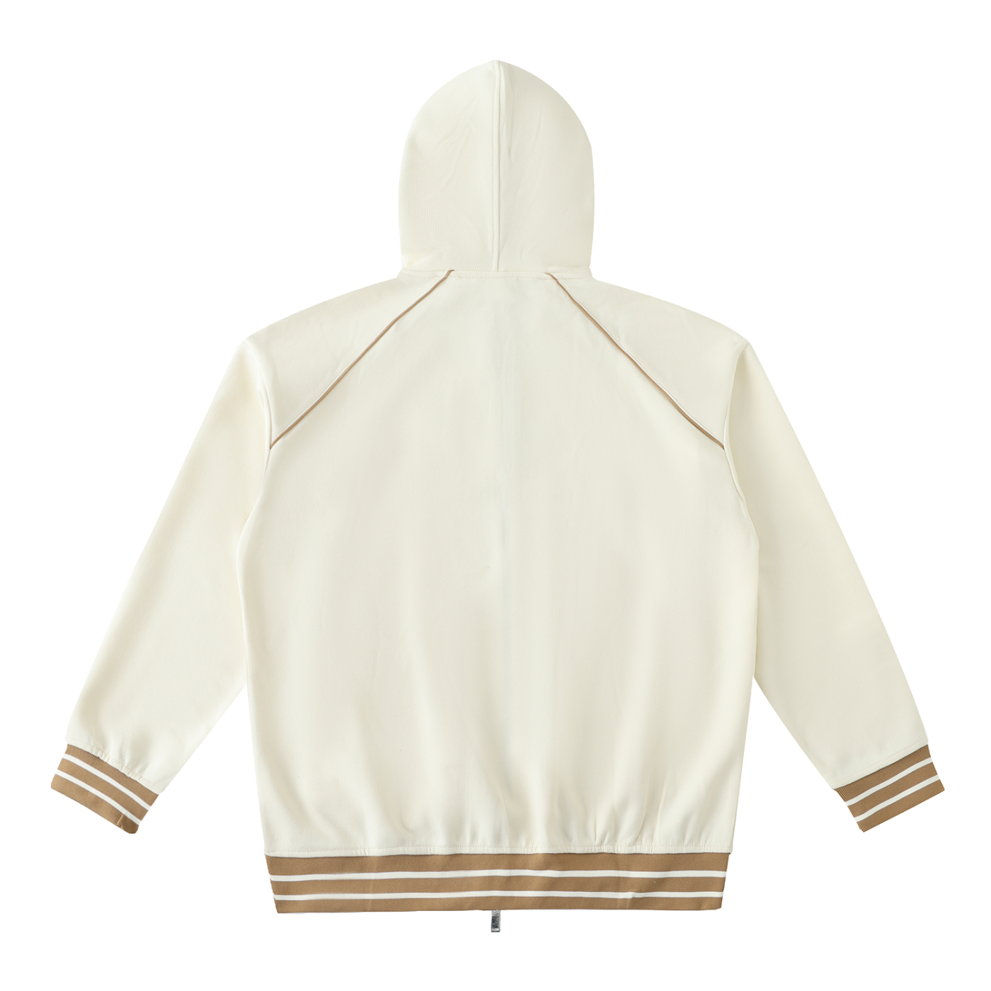 Striped Trim Zip-Up Hoodie