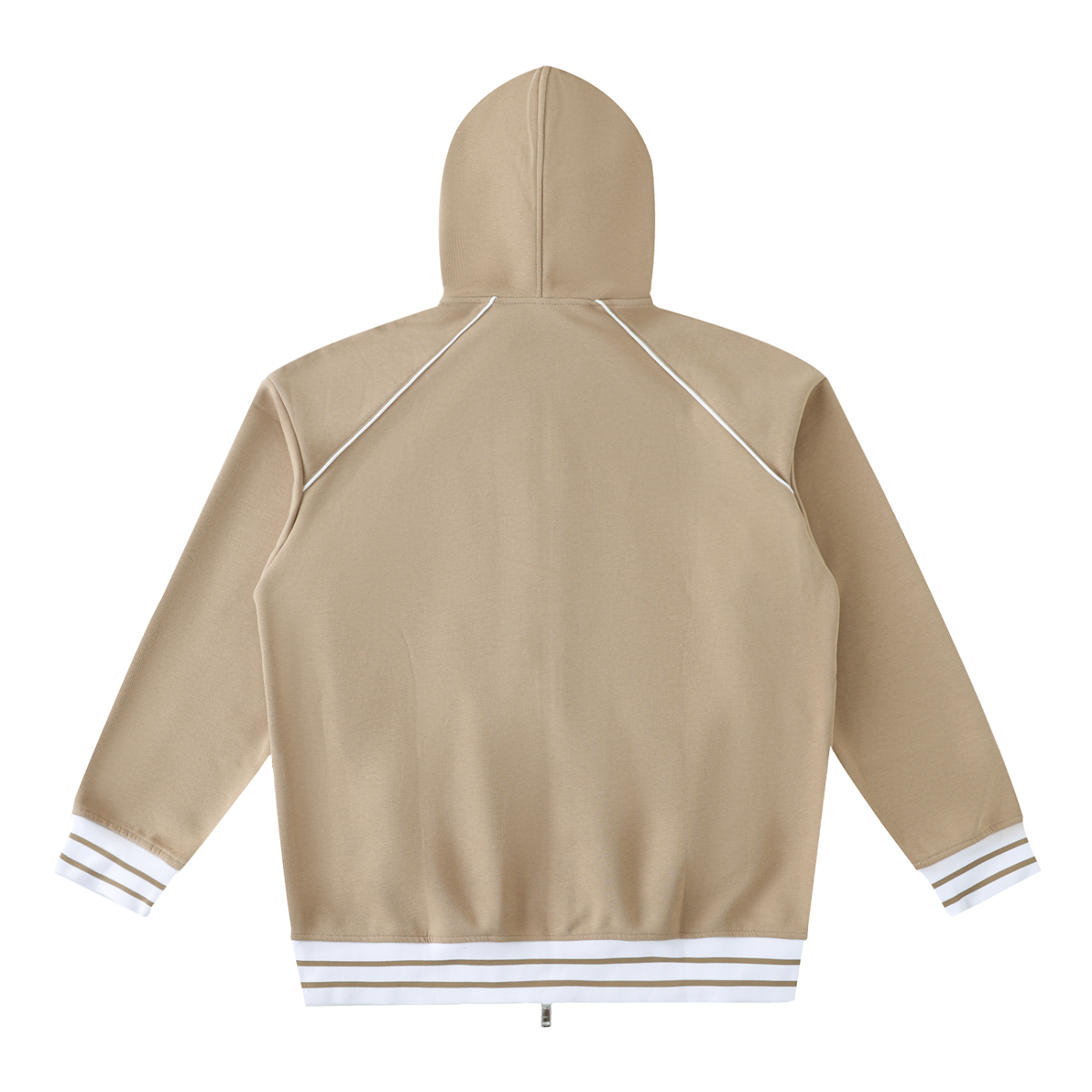 Striped Trim Zip-Up Hoodie