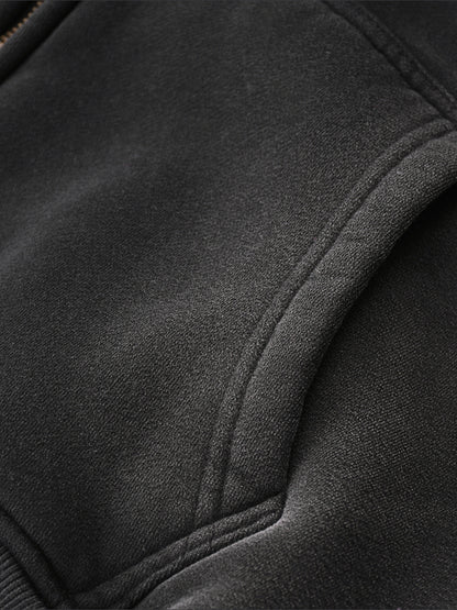 Sunfade Two-way Zipper Boxy Fleece Hoodie